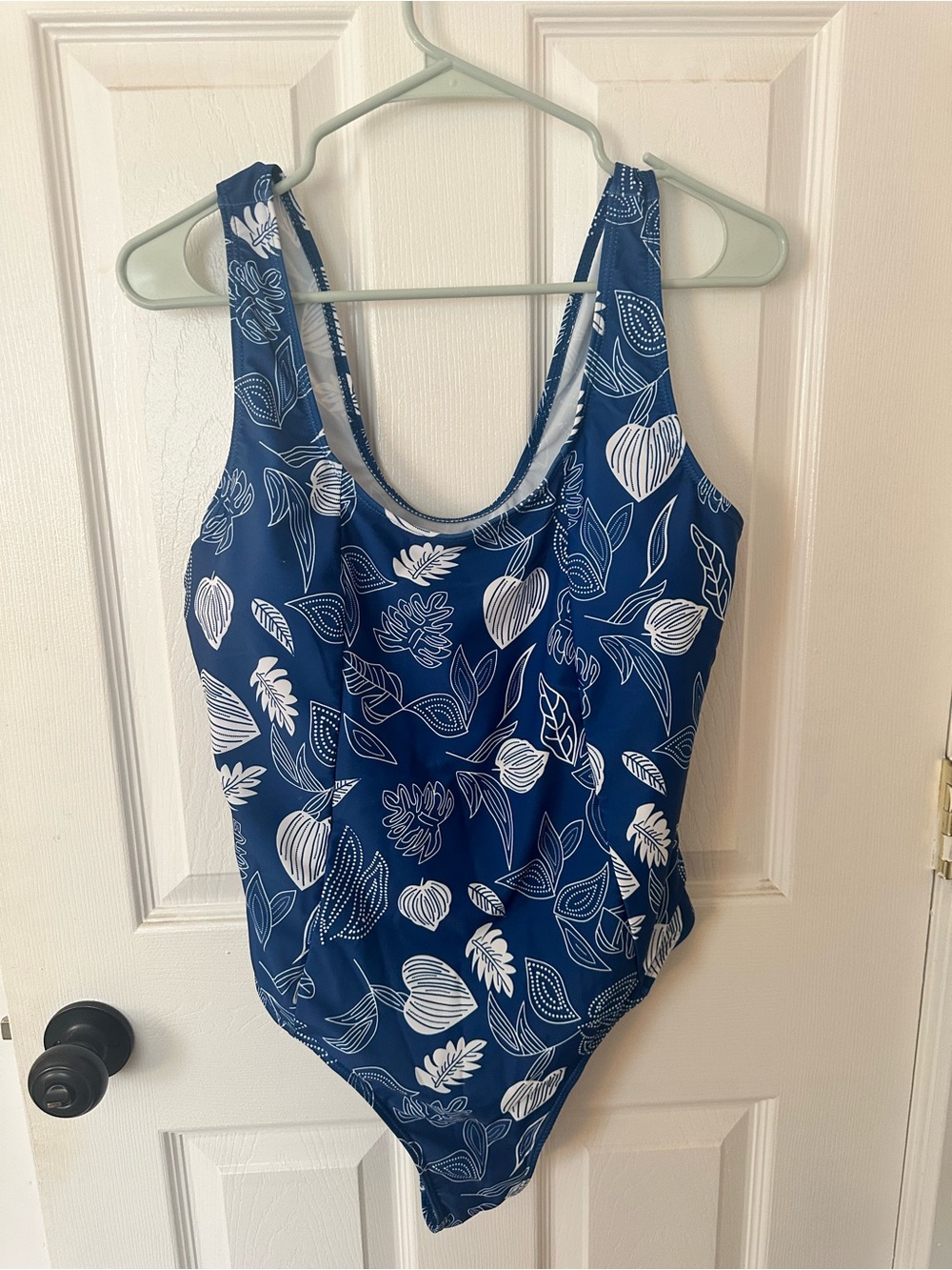 Navy Blue One-Piece Floral Swimsuit